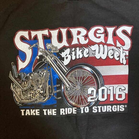 Hot Leathers Sturgis Bike Week T-Shirt Men's Medium Black 2016 Motorcycle - Picture 2 of 5